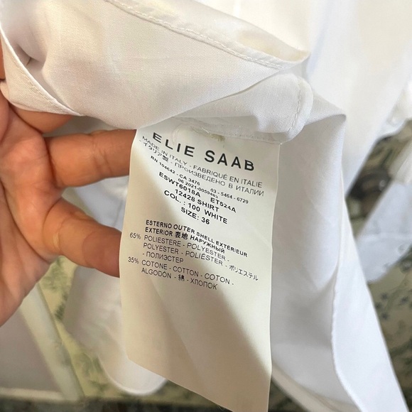 Elie Saab Elegant White Ruffle Button Down Shirt Made in ITALY - Picture 7 of 7